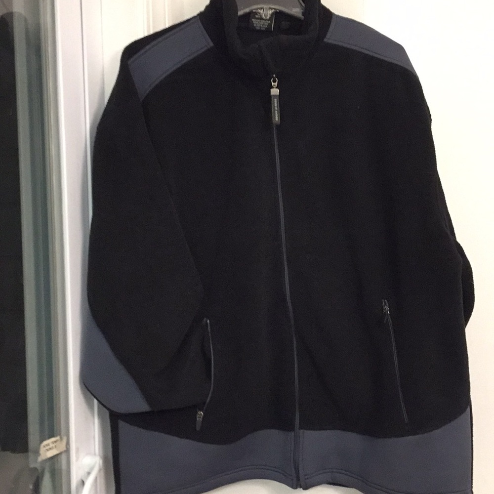 NEW MENS fleece zip up with gray bonded nylon trim